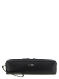 MM6 Maison Margiela Black Cowhide Clutch Bag