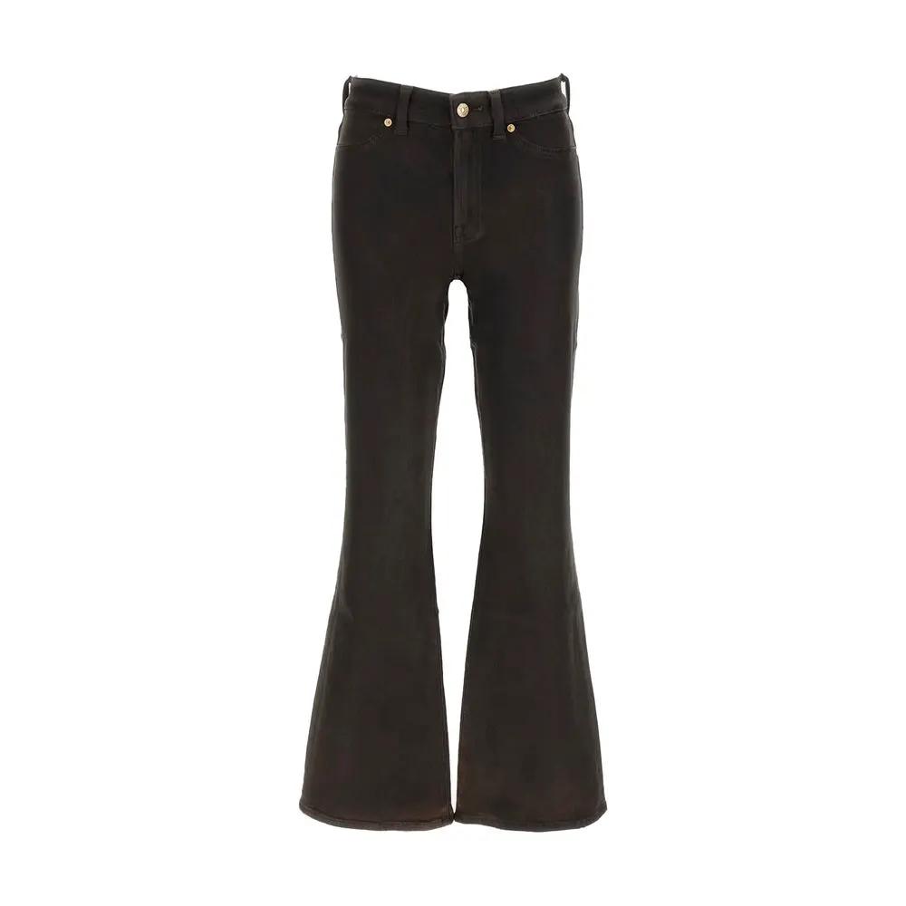 7FOR Black Cotton Bootcut Jeans