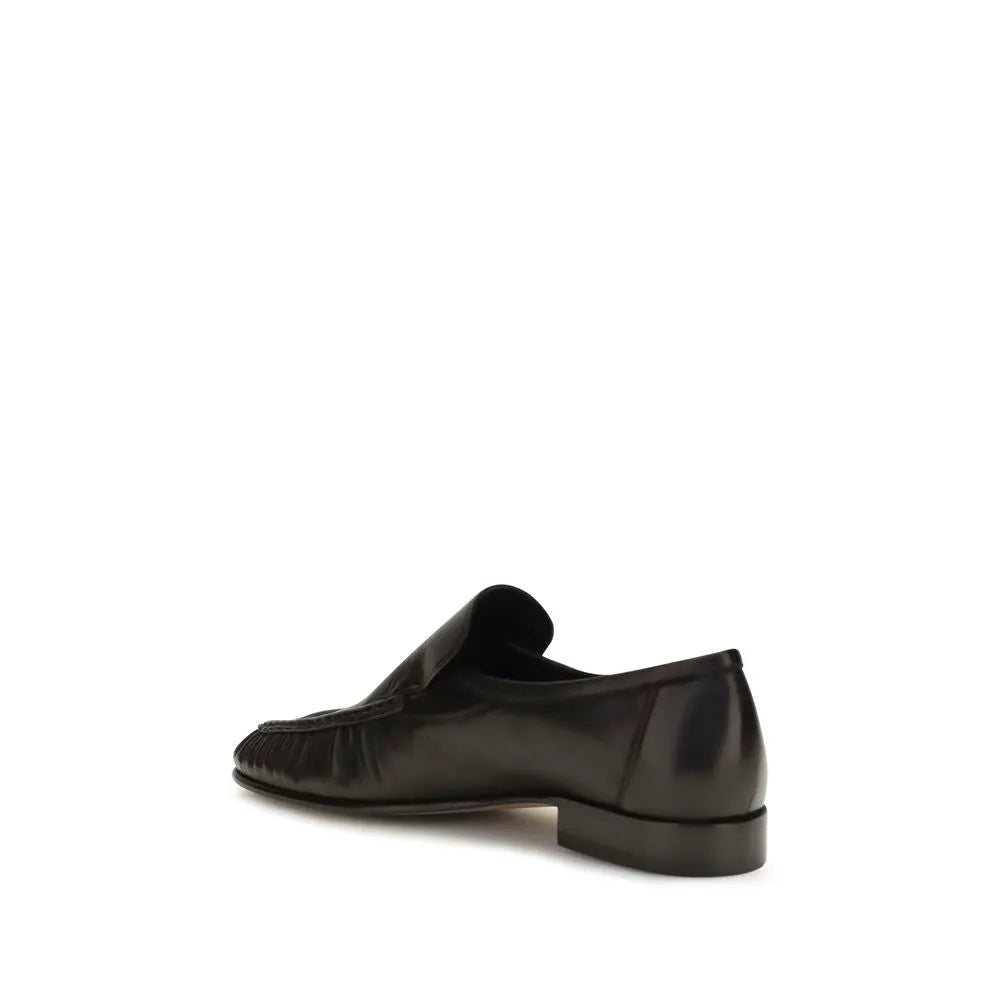The Row The Row Brown Suede Leather Slip-On Loafers