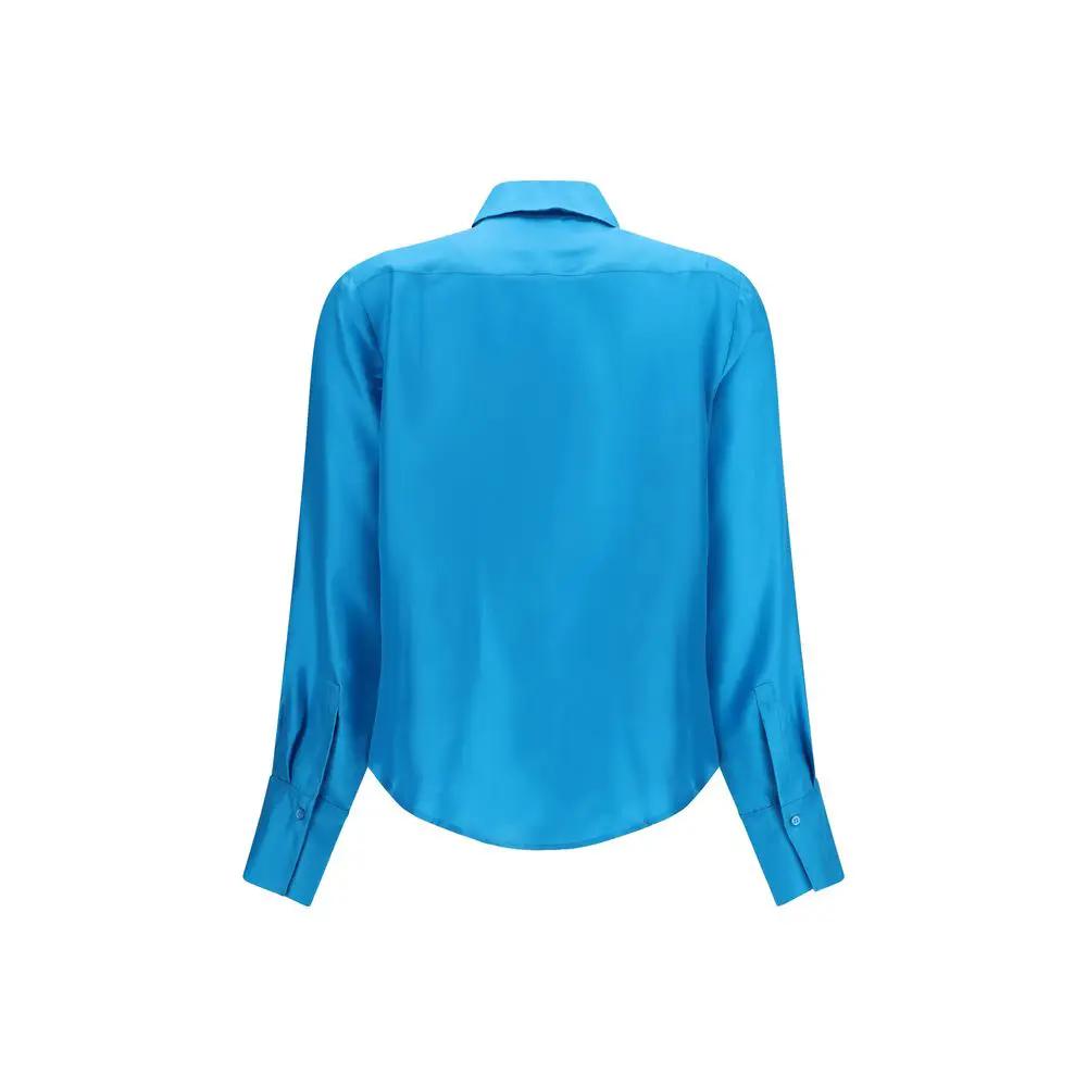 SA SU PHI SA SU PHI Blue Silk Dress Shirt