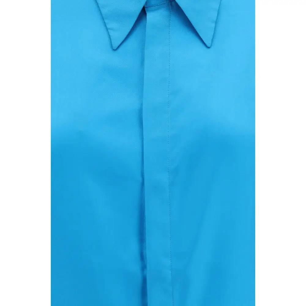 SA SU PHI Blue Silk Dress Shirt