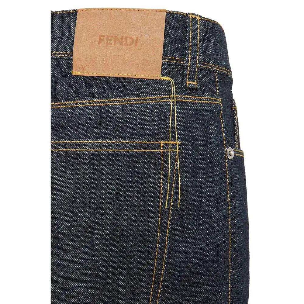 Fendi Blue Cotton Slim Fit Jeans