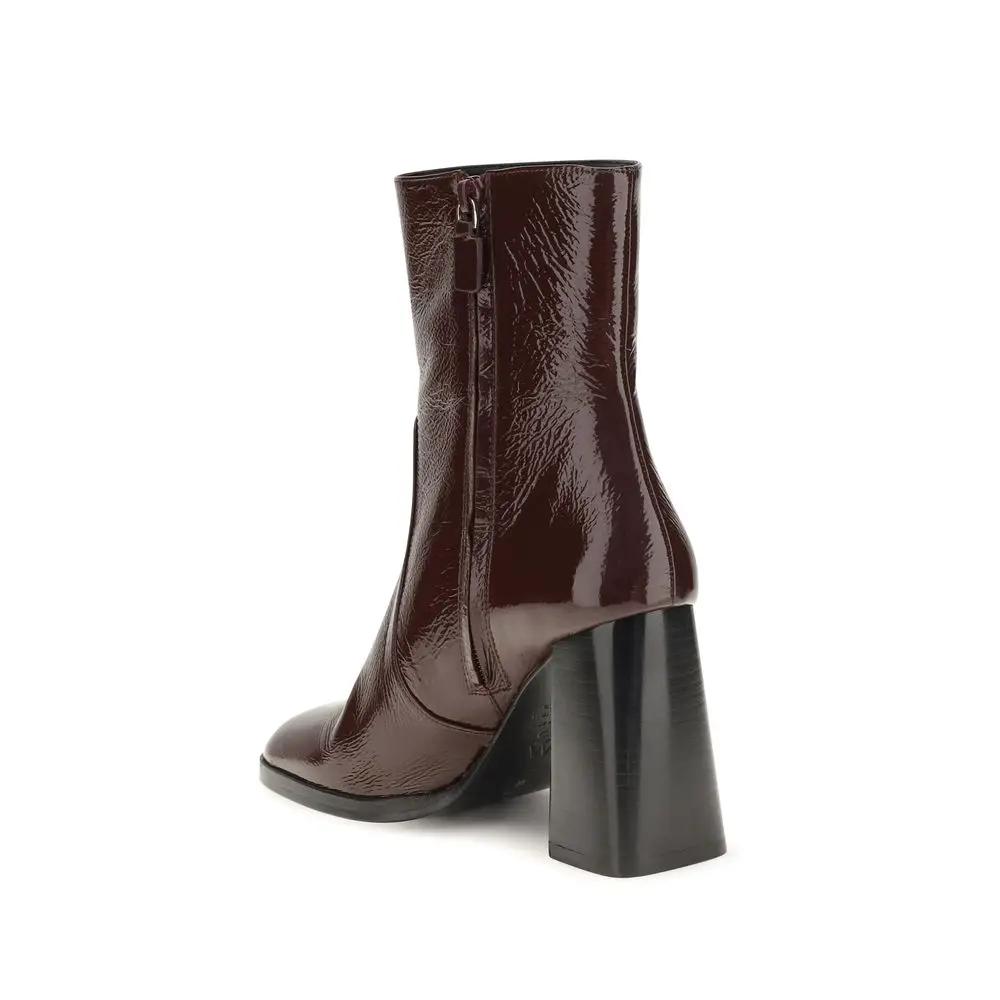 Stuart Weitzman Stuart Weitzman Bordeaux Calf Leather Bos Taurus Ankle Boots