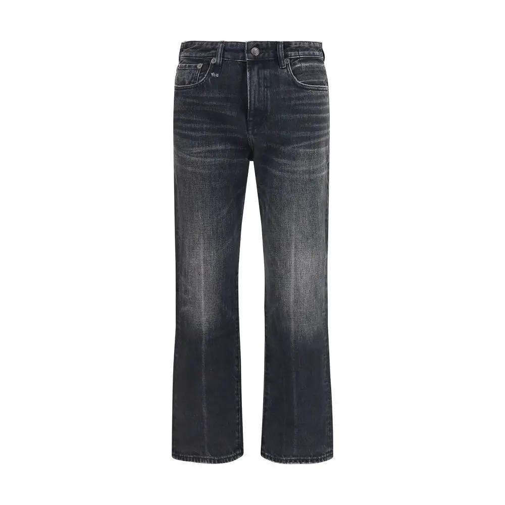 R13 Black Cotton Boyfriend Jeans