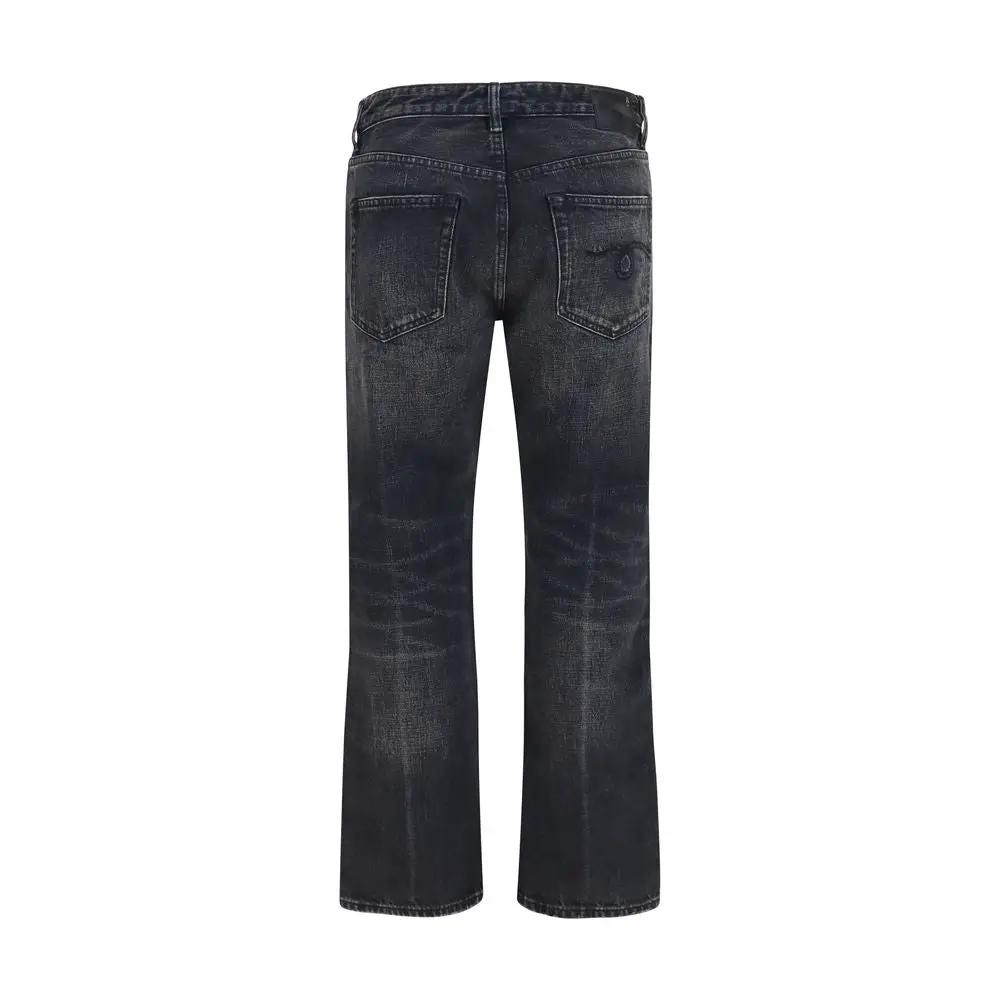 R13 Black Cotton Boyfriend Jeans