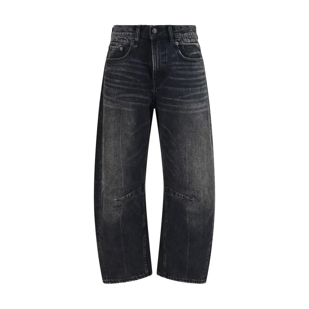 R13 Black Cotton Boyfriend Jeans