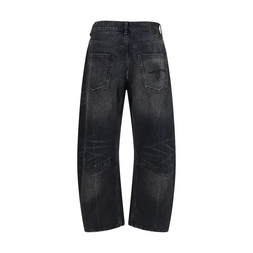 R13 Black Cotton Boyfriend Jeans