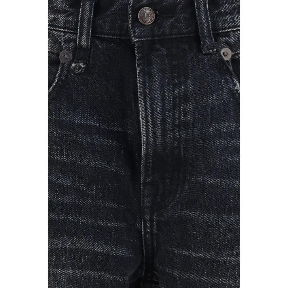 R13 Black Cotton Boyfriend Jeans
