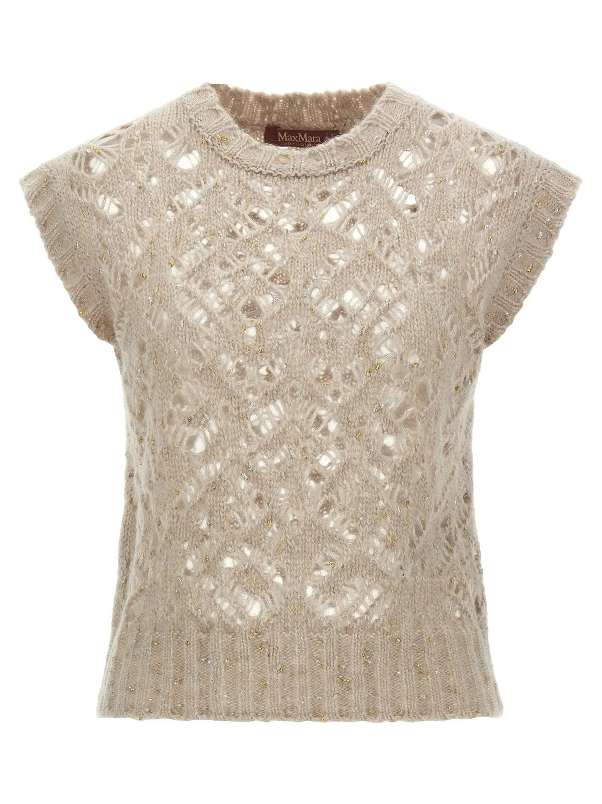 Max Mara Beige Alpaca Leather Sleeveless Jacket