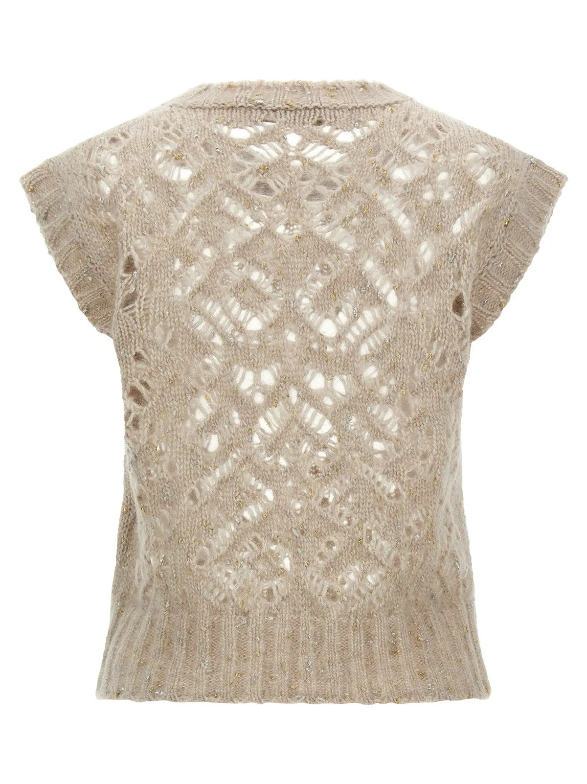 Max Mara Beige Alpaca Leather Sleeveless Jacket