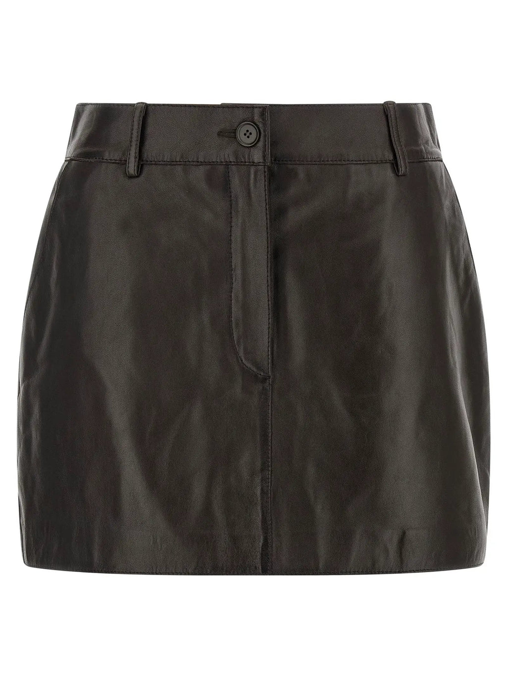 P.A.R.O.S.H. Brown Lamb Leather Long Skirt