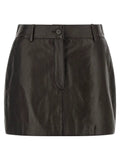 P.A.R.O.S.H. Brown Lamb Leather Long Skirt