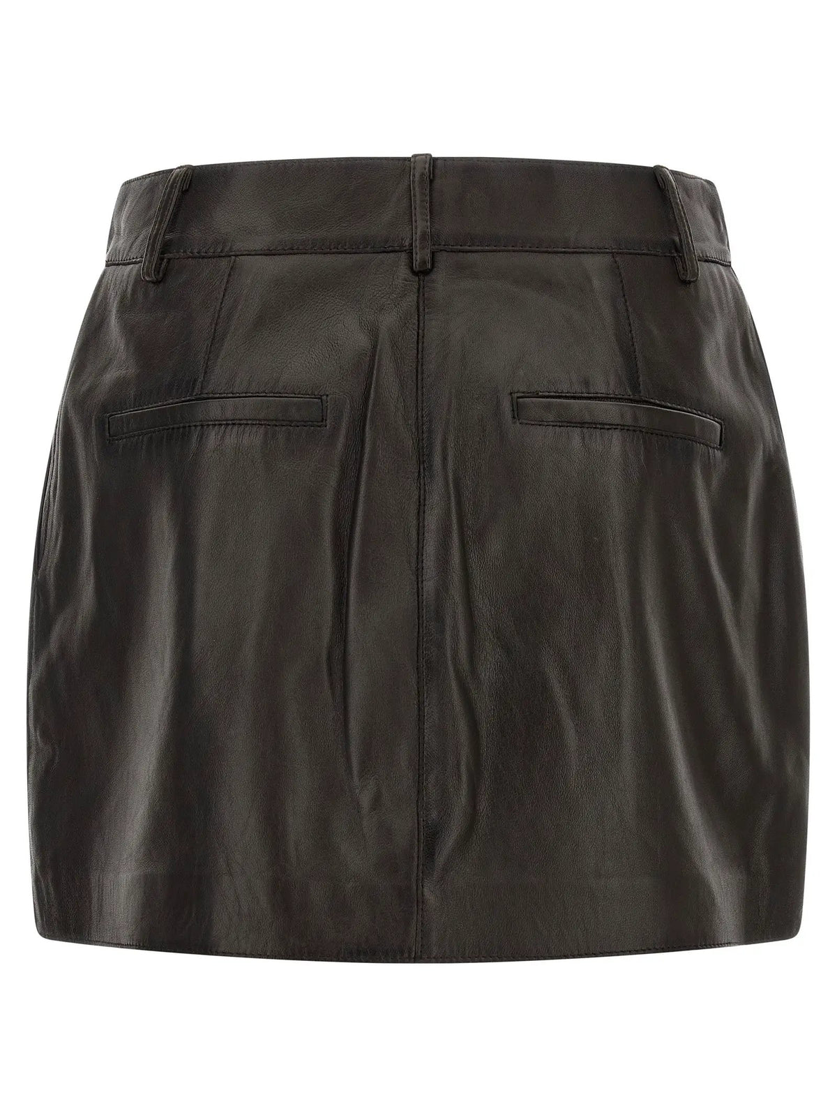 P.A.R.O.S.H. Brown Lamb Leather Long Skirt