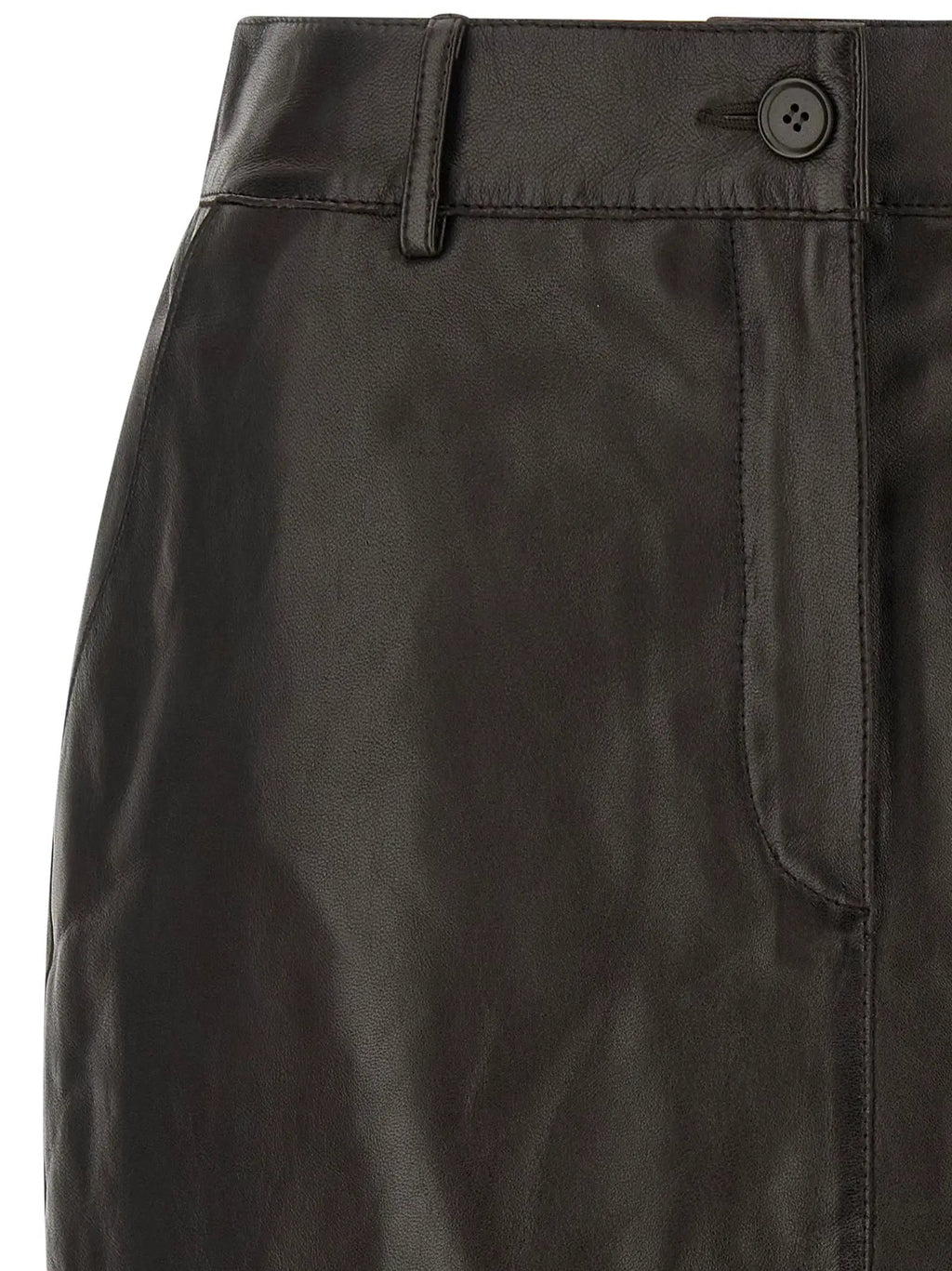P.A.R.O.S.H. Brown Lamb Leather Long Skirt