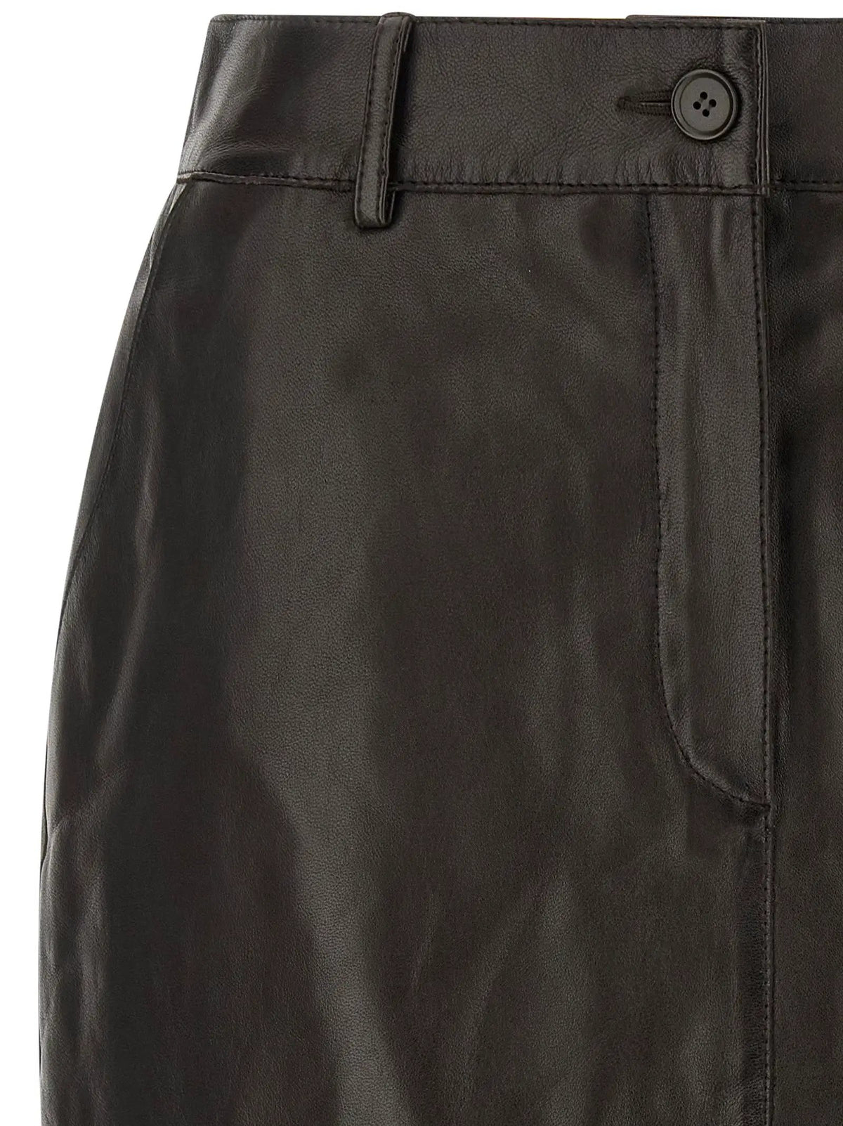 P.A.R.O.S.H. Brown Lamb Leather Long Skirt