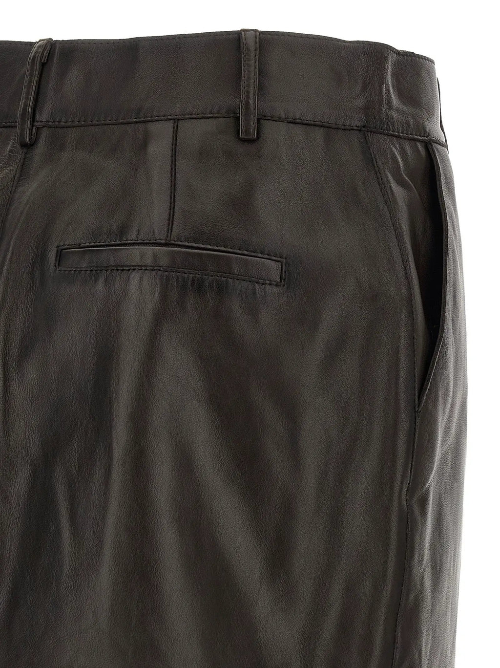 P.A.R.O.S.H. Brown Lamb Leather Long Skirt
