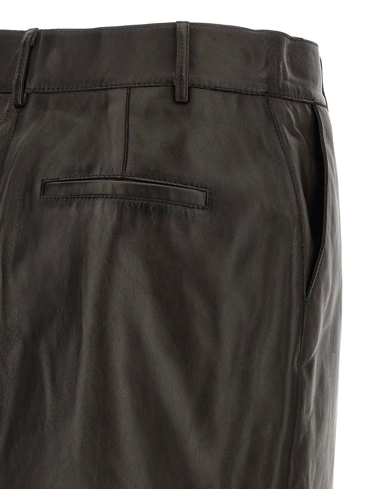 P.A.R.O.S.H. Brown Lamb Leather Long Skirt