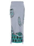 Moschino Blue Wool Midi Skirt