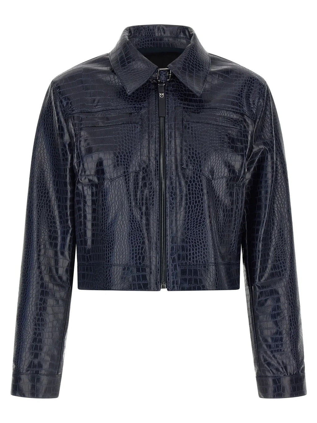 PINKO Blue Viscose Leather Jacket