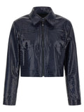 PINKO Blue Viscose Leather Jacket