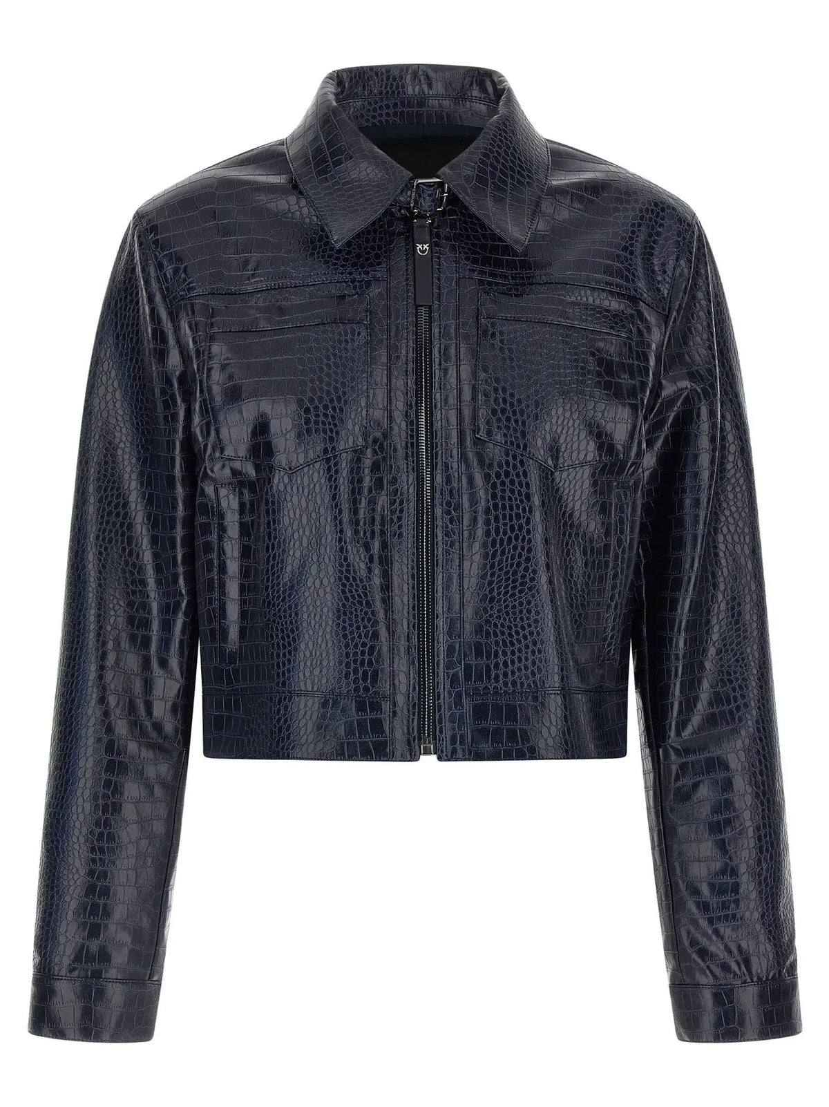 PINKO Blue Viscose Leather Jacket