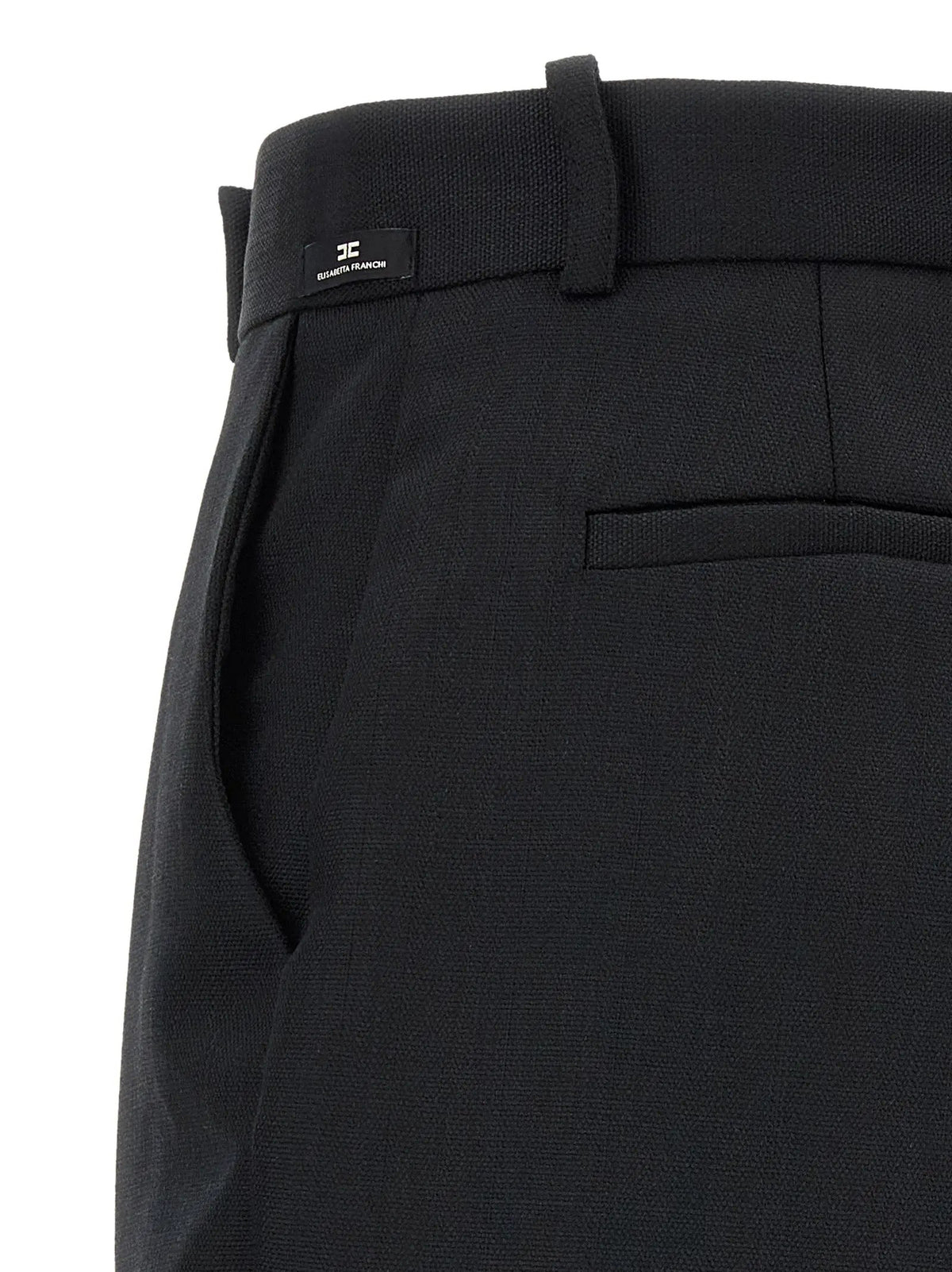 Elisabetta Franchi Black Virgin Wool Flared Pants