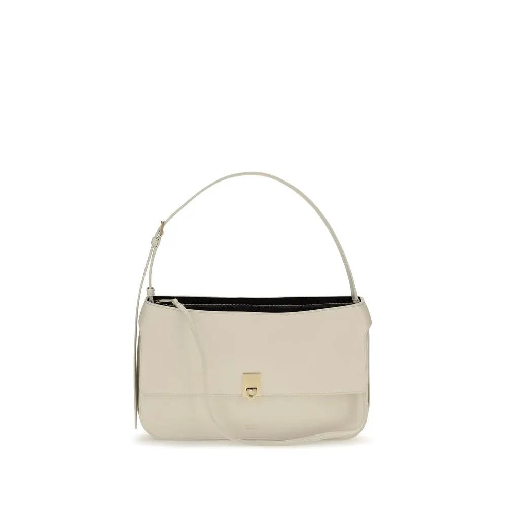 Ferragamo Beige Calf Leather Bos Taurus Shoulder Bag