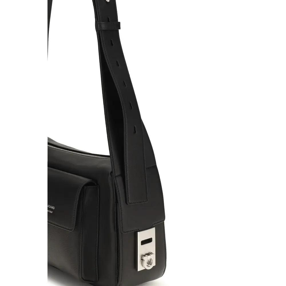 Ferragamo Black Calf Leather Bos Taurus Luggage And Travel