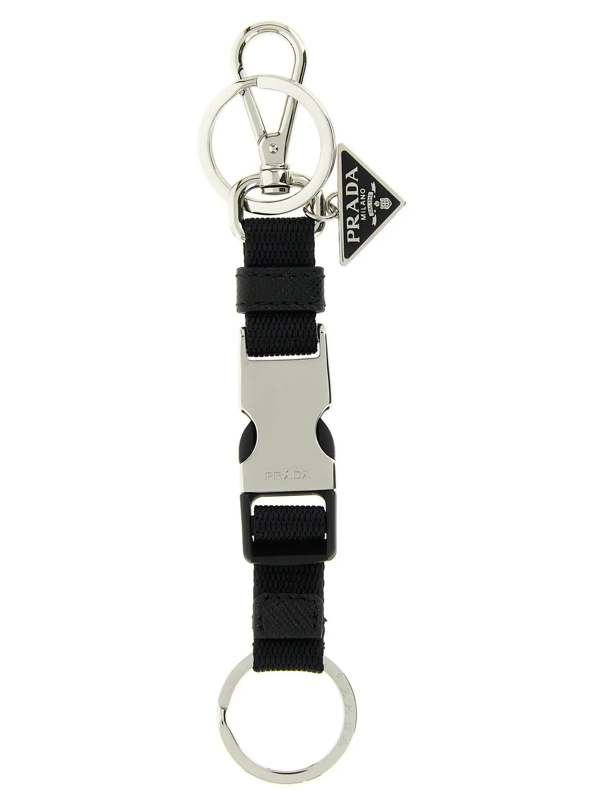 Prada Black Stainless Steel Keychain
