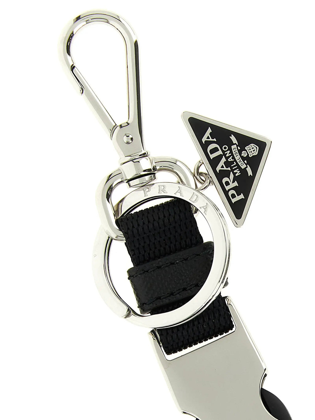 Prada Black Stainless Steel Keychain