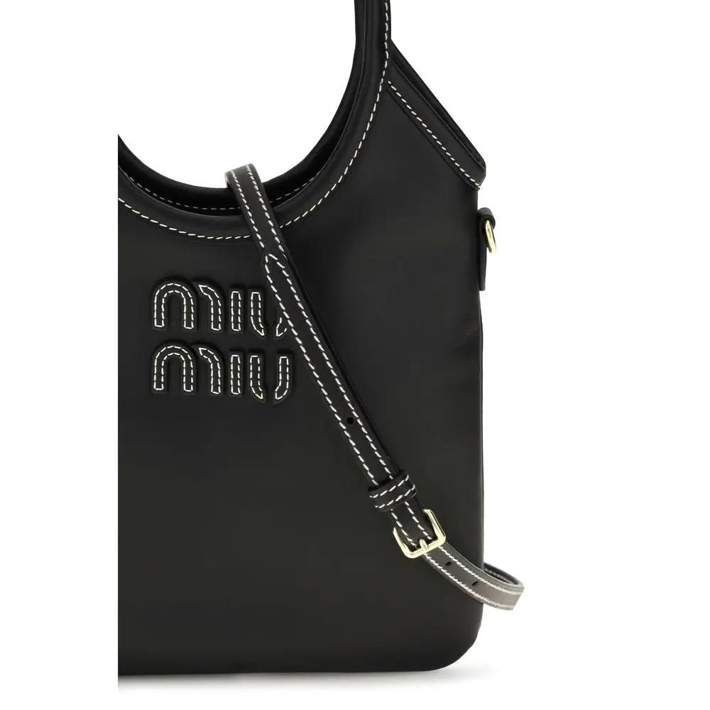 Miu Miu Black Calf Leather Bos Taurus Handbag