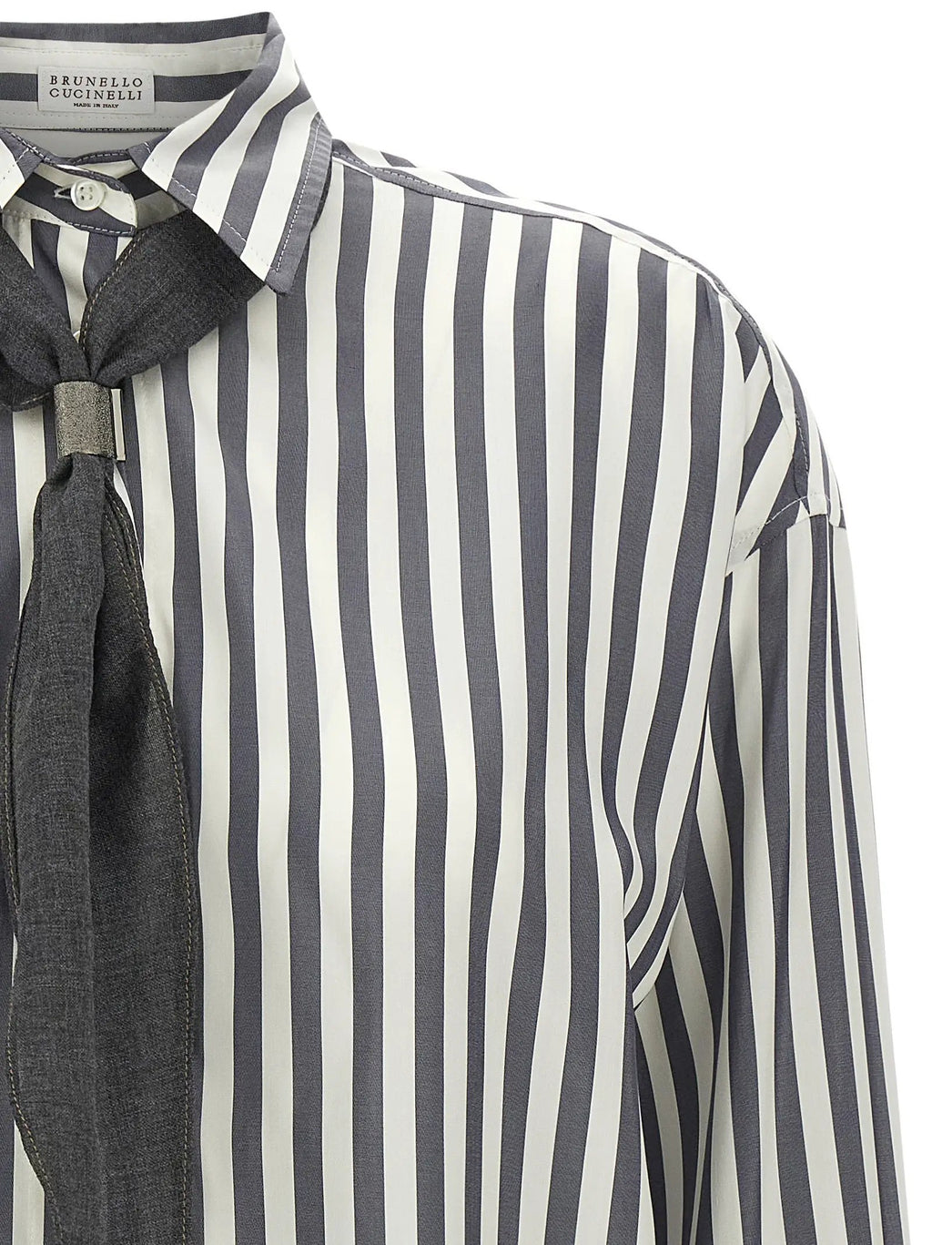 Brunello Cucinelli Gray Silk Blouse