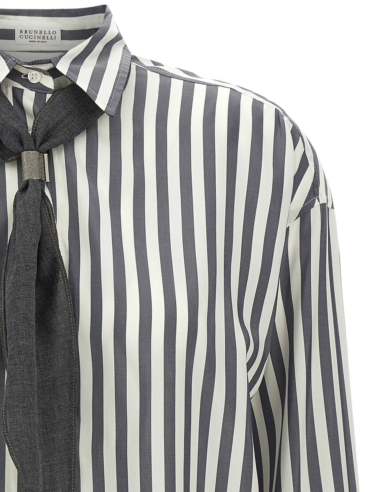 Brunello Cucinelli Gray Silk Blouse