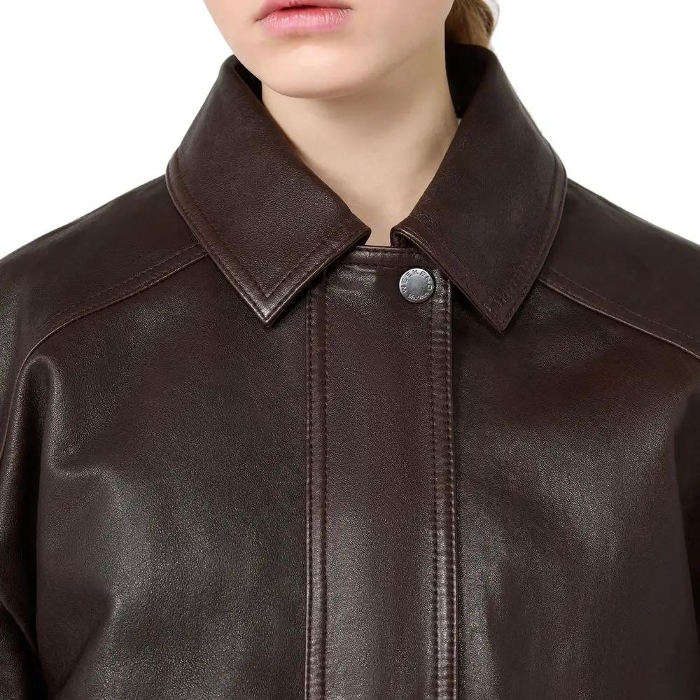 Max Mara Brown Lamb Leather Bomber