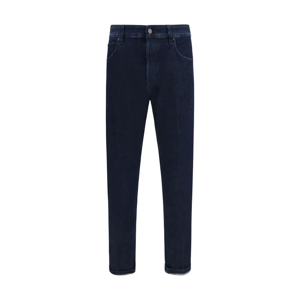 PT Torino Blue Cotton Tapered Jeans