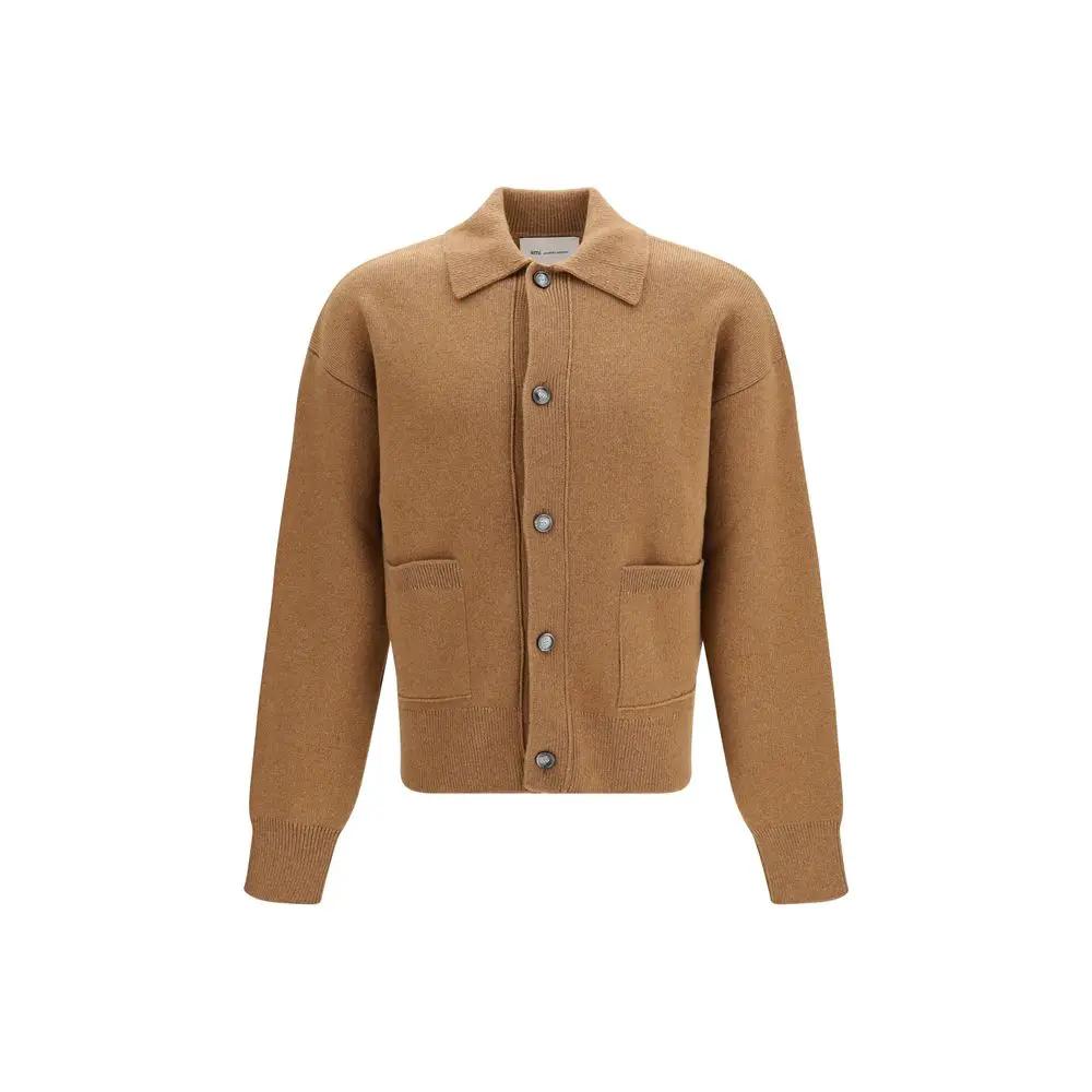 Ami Paris Brown Wool Oves Aries Cardigan