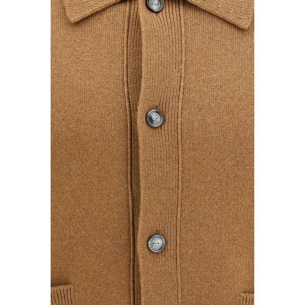 Ami Paris Brown Wool Oves Aries Cardigan