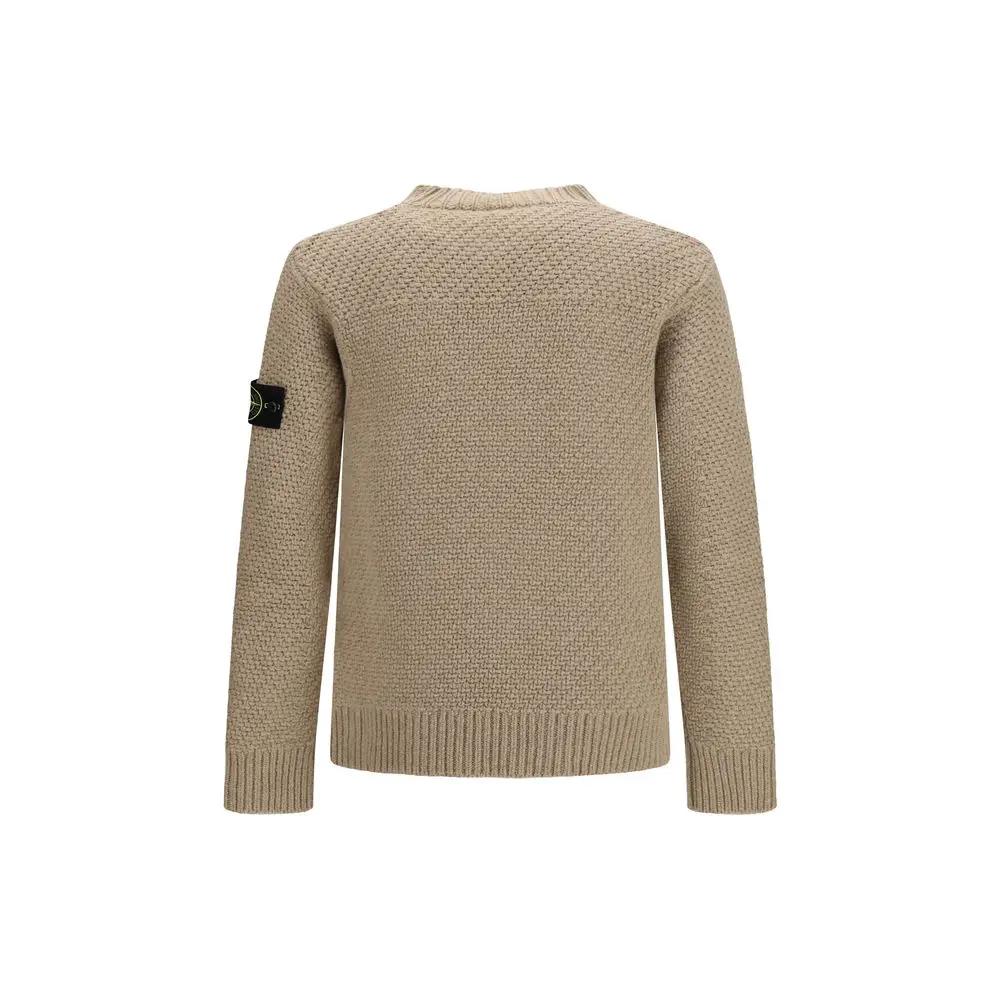 Stone Island Beige Wool Oves Aries Sweatshirt