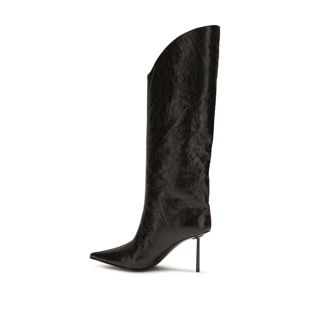 LE SILLA Black Calf Leather Bos Taurus High Heel Boots