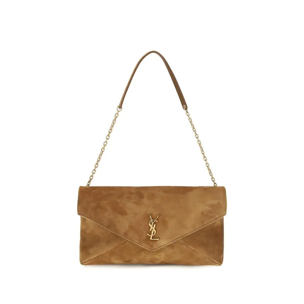 Saint Laurent Saint Laurent Beige Suede Leather Shoulder Bag