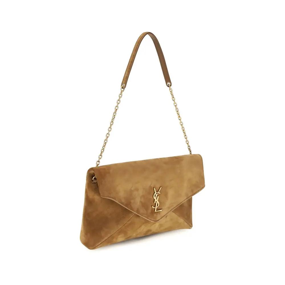 Saint Laurent Saint Laurent Beige Suede Leather Shoulder Bag