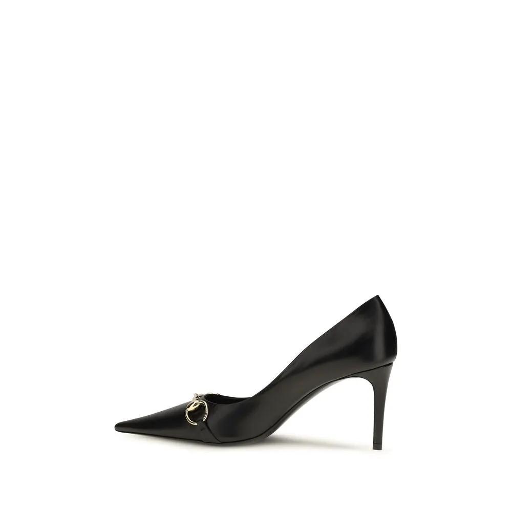 Gucci Black Calf Leather Bos Taurus High Heel Pumps