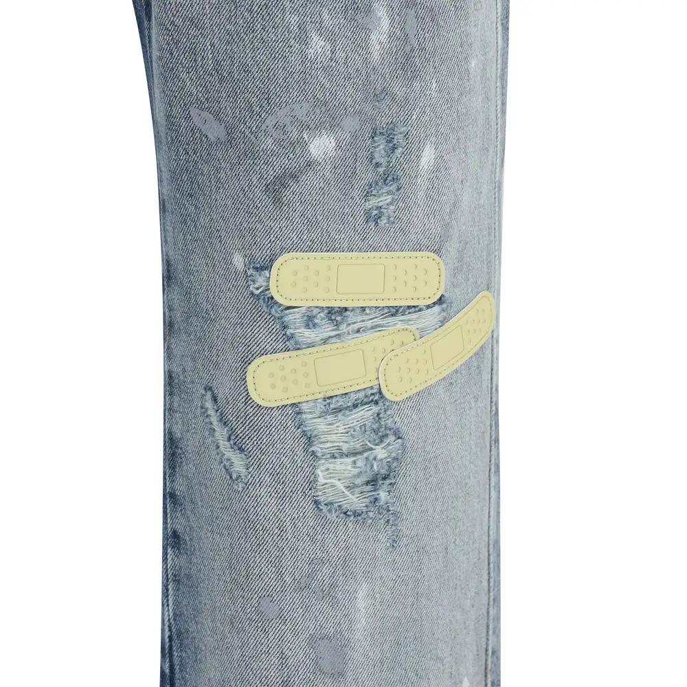 PDF Channel Blue Cotton Straight-Leg Jeans