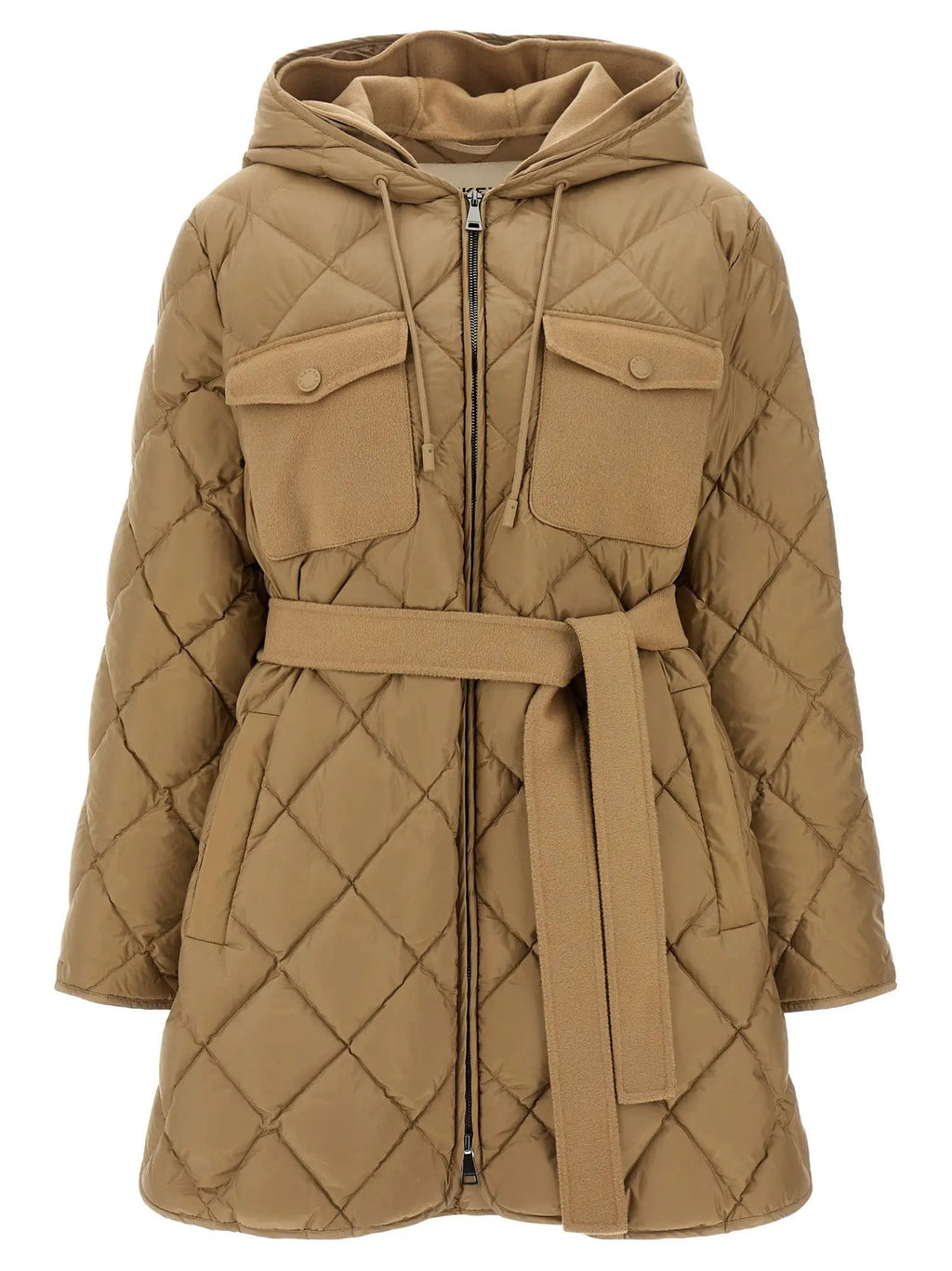 Max Mara Beige Polyester Full-Length Jacket