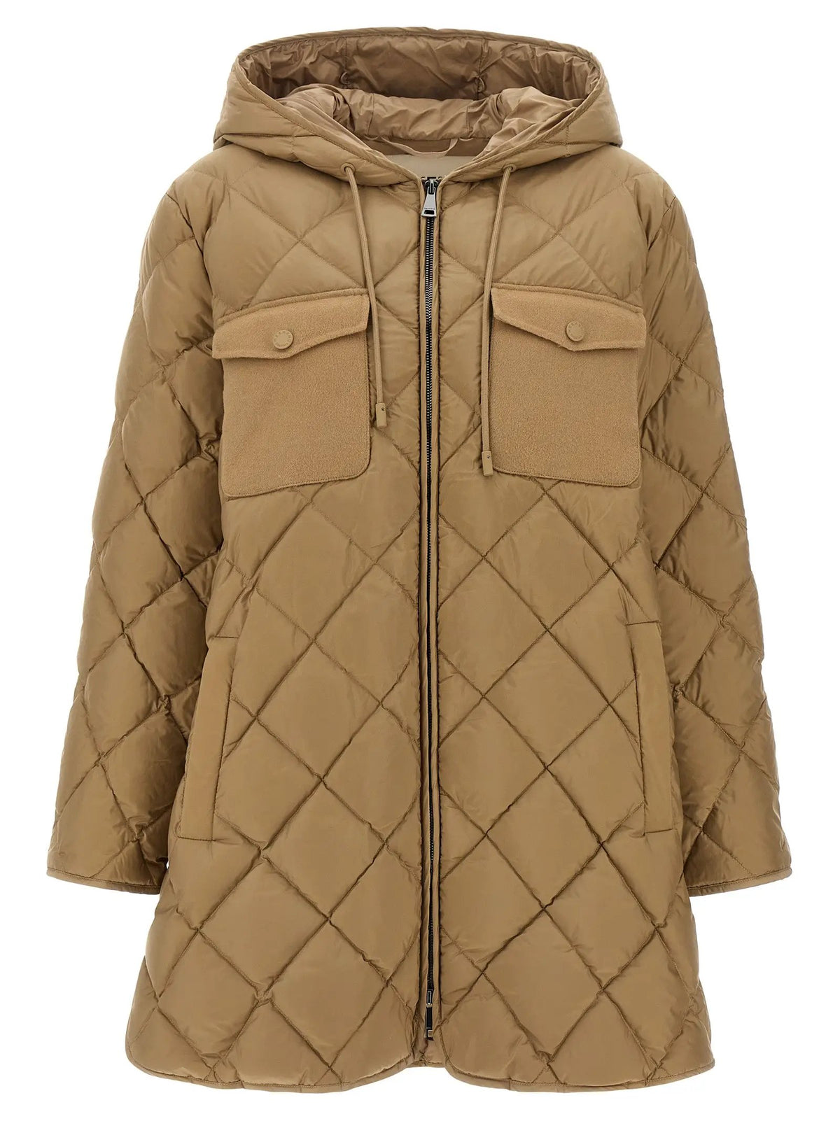 Max Mara Beige Polyester Full-Length Jacket