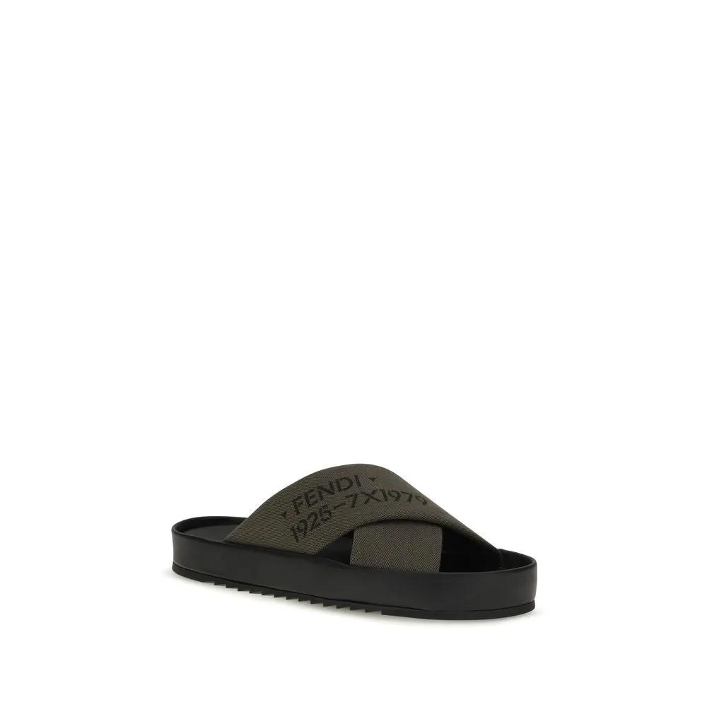 Fendi Bicolor Polyester Flat Sandals