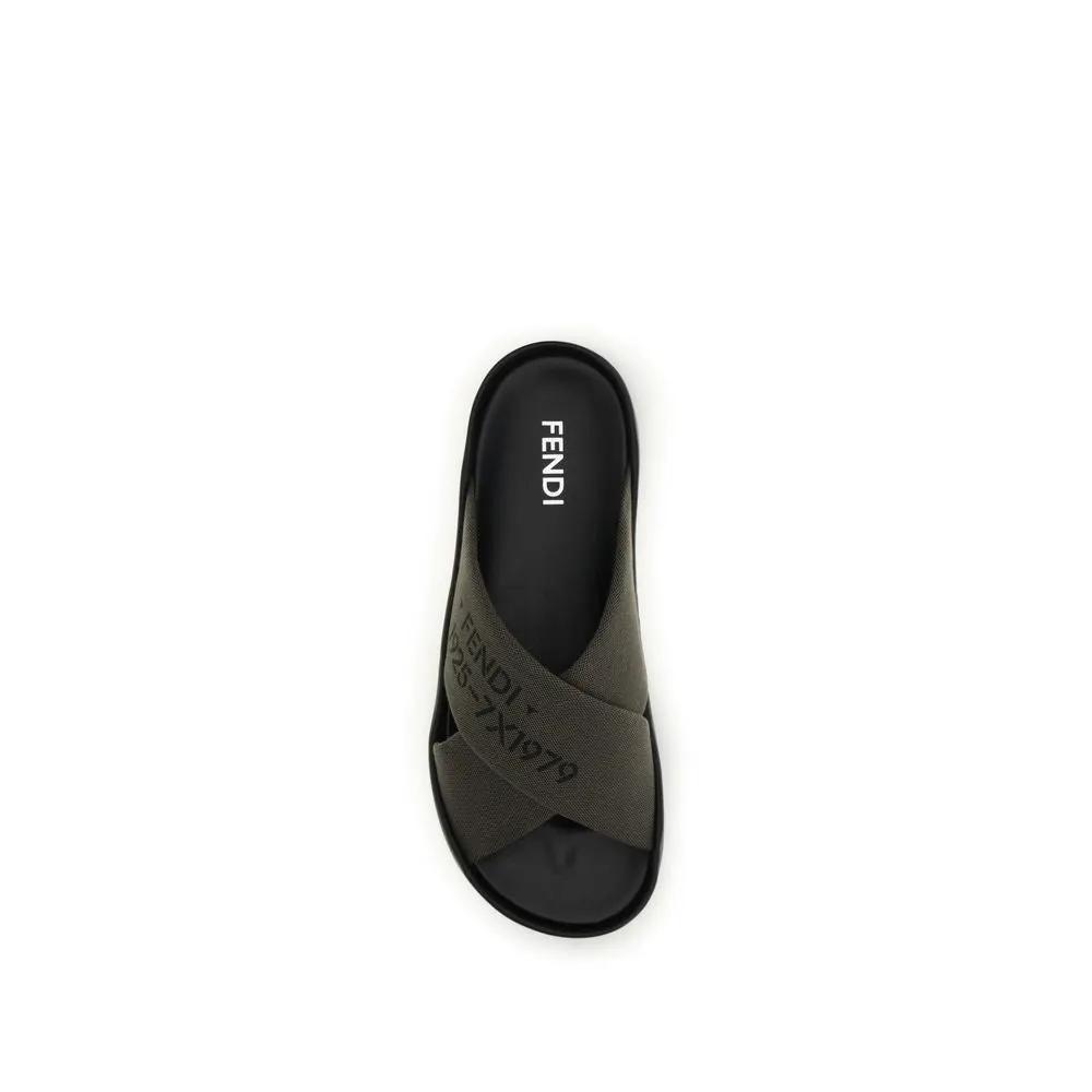 Fendi Bicolor Polyester Flat Sandals