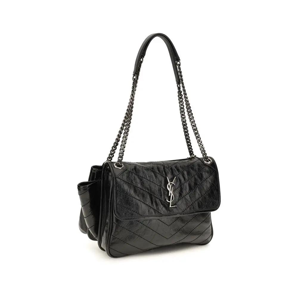 Saint Laurent Black Calf Leather Bos Taurus Shoulder Bag