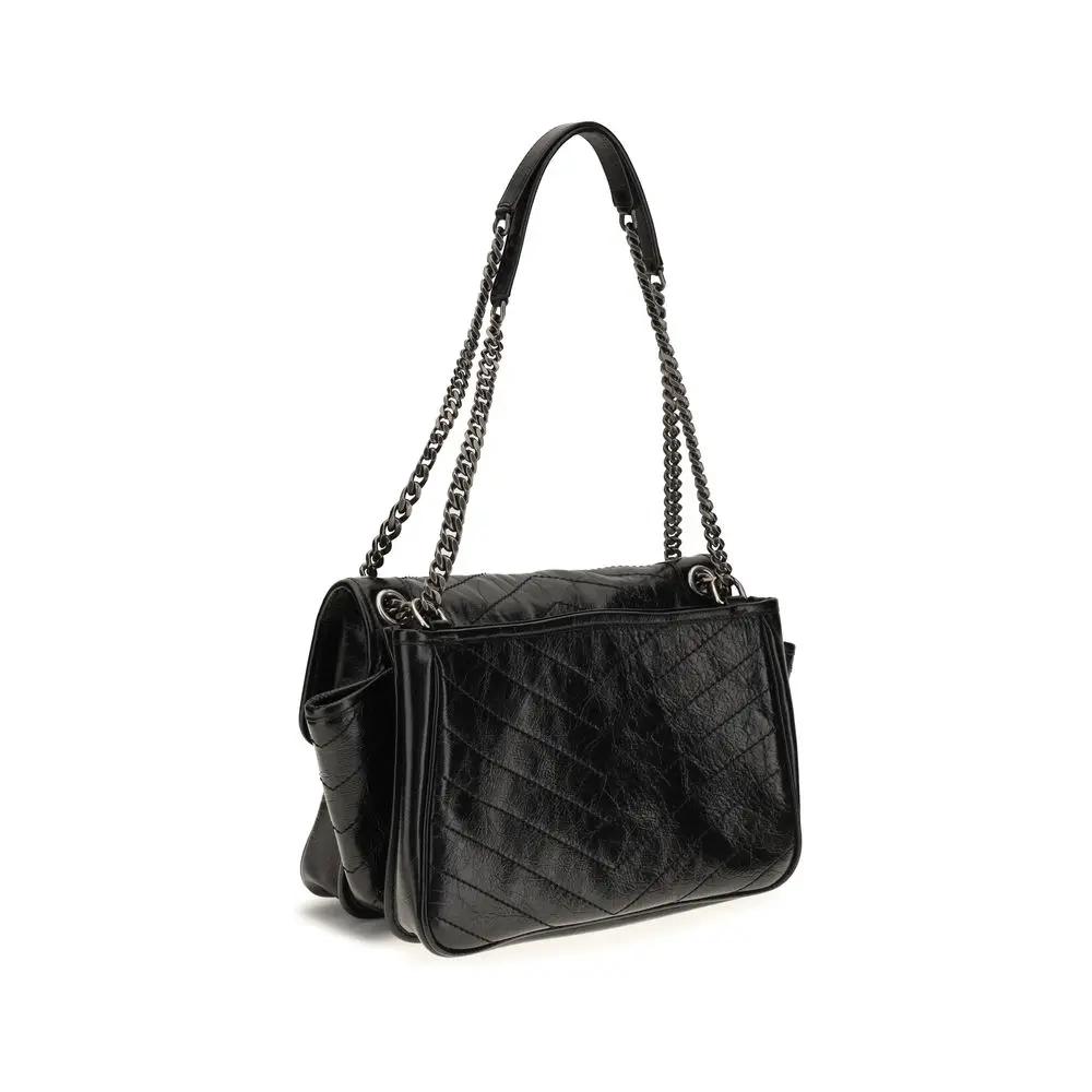 Saint Laurent Black Calf Leather Bos Taurus Shoulder Bag