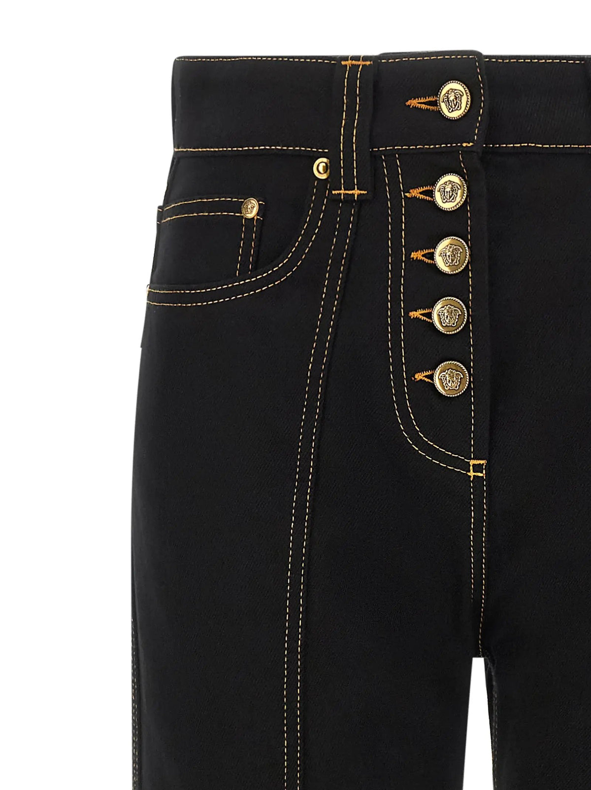 Versace Black Cotton High-Waisted Jean